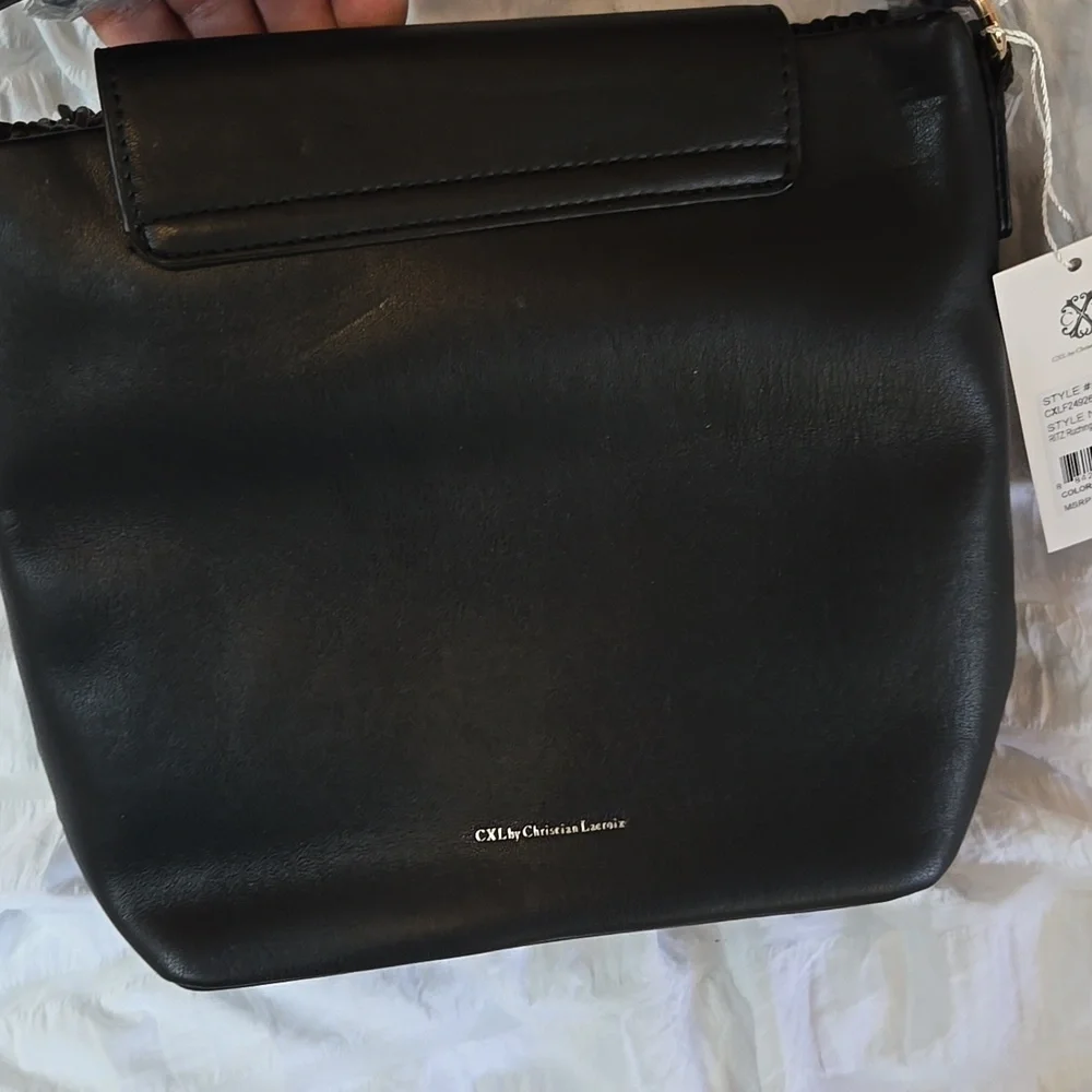 Christian Lacroix Black Textured Crossbody Bag NWT SOFT AS BUTTER - Picture 6 of 7